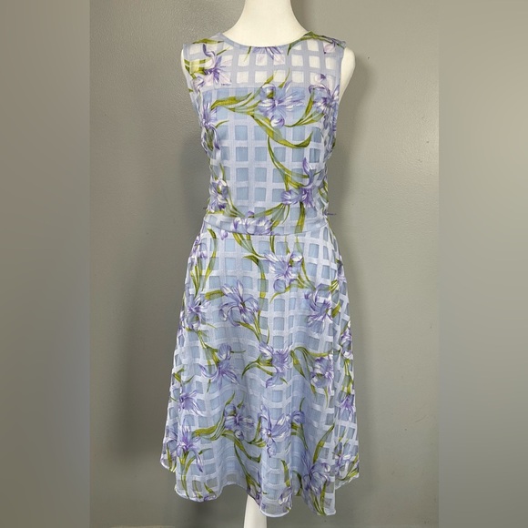 Danny & Nicole Dresses & Skirts - Light Blue Purple Floral Lily Sleeveless Dress